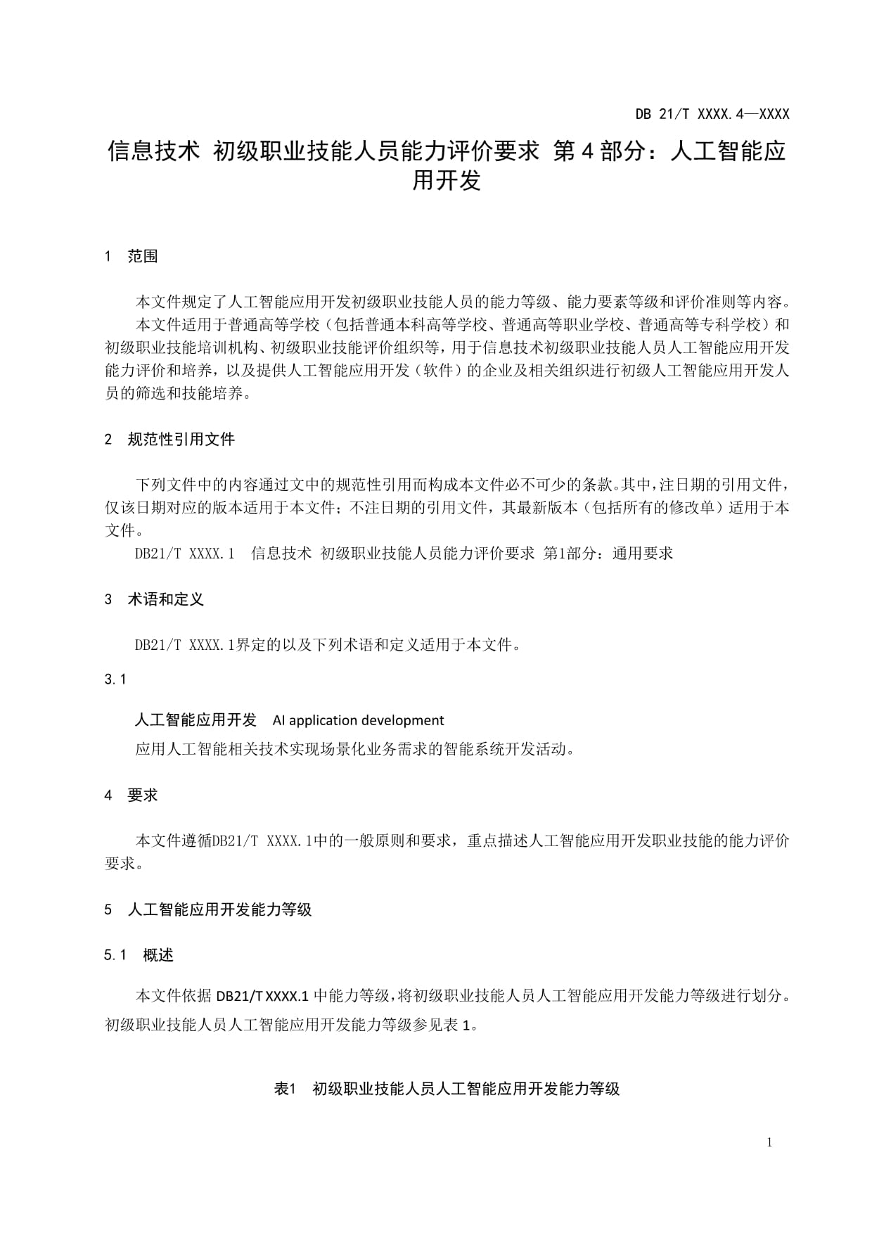 信息技术 初级职业技能人员能力评价要求 第4部分:人工智能应用开发征求意见稿